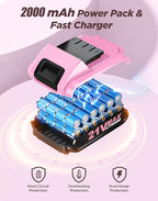 Pink Cordless Drill Set, 21V Electric Power Drill for Women, Lightweight Electric Screwdriver Driver with Power Pack & Charger, 2 Speed, 3/8" Keyless Chuck, 27 Pcs Womens Tool Kit for Home DIY & House