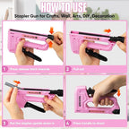 Light Duty Staple Gun for Wood, Pink Upholstery Staple Gun Kit with 2000pcs JT21 Staples 1/4, 5/16, 3/8 inch and Staple Remover, Stapler Gun for Crafts, DIY, Classroom, Decoration