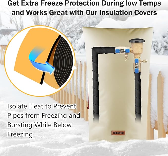 Pipe Insulation Tape, Outdoor Water Pipe Insulation Wrap, Foam Insulation Tape for Outdoor Pipes Winter Freeze Protection, Heat Tape for Water Pipes, Copper Pipes, PVC, AC Line, 5in x 15ft, Black