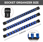 Socket Organizer Drive ABS Tools - Blue Socket Holder, Premium Quality 12 Pieces Socket Holders Kit 1/4-Inch x 64 Clips, 3/8-Inch x 60 Clips, 1/2-Inch x 48 Clips（12PC,Blue)