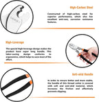 Sanuke Cable Cutters, 8-inch High Leverage Cable Cutter Heavy Duty-Multifunctional Industrial High Hardness Sharp Cutting for Copper, Aluminum, Wire, Communications Cable