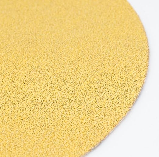 Benchmark Abrasives 5 Inch Sanding Discs Hook and Loop, Aluminum Oxide Stearated Gold No Holes Adhesive Sandpaper for Surface Blending, Automotive - Orbital Sander Sandpaper (50 Discs), 180 Grit