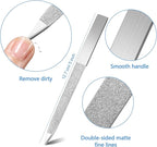 Mudder 6 Pieces Diamond Nail File Stainless Steel Double Side Nail File Metal Buffer Women Men Fingernails Toenails Manicure for Salon and Home, Silver(5 Inch)