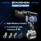 Electric Hydraulic Cable Lug Crimping Tool, Hydraulic Electrical Terminal Cable Lug Wire Crimper Rechargeable Crimping Tool Kits with 8 Dies, 12 AWG to 2/0 AWG（HMQ-70）