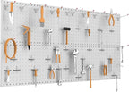 TORACK 4Pcs Metal Pegboard Panels(12" x 24") for Wall, Garage Tools Organizer Pegboard for Workbench, Modular Peg Board, Tool Organizer Board Kit(Pack of 4, Grey)