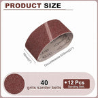 HARFINGTON 3 x 21 Inch Sanding Belts, 12 Pcs 40 Grits Aluminum Oxide Abrasive Belt Sander File Belt for Woodworking, Metal Polishing, Knife Sharpener