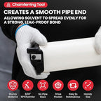 AFA Tooling - Metal Body Deburring Tool, PVC Chamfer Tool for Plastic Pipe with 1/2" Square Drive Pocket, Creates Smooth 15° Chamfered Edges, Reamer for 6 Pipe Sizes from 1-1/4" to 4", Chamfering Tool