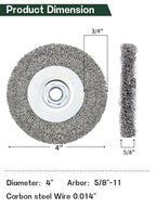 Crimped Wire Wheel Brush 4in 5/8-11 Threads Arbor for 4-1/2" Angle Grinder Metal Rust Paint Stain Removal - 1pcs