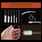 10 Pcs Flexible Drain Brush Straw Cleaner Brush Set,Pipe Cleaners Brush,61Inch Stainless Steel Double-Ended Hose Brush 8.2Inch Nylon Long CPAP Tube Cleaning Brush for Home Kitchen Sink Plumbing(White)