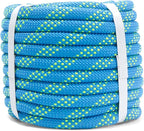 Double Braid Polyester Rope 1/2inch 50ft, 5290lbs Breaking Strength, Blue Arborist Rigging Rope for Various Indoor Outdoor Applications Hiking Camping Swing Sailing