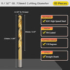 Drill Bit, 11/32" Cutting Diameter (8.731mm), 4241 HSS TiN Coated 118° Cutting Angle Versatile Jobber Bits - (Applications: for Drilling Plastic Wood Soft Thin Metal), 10-Pieces