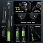 1/2" Drive Click Torque Wrench with Deep Impact Socket (6~24mm),Dual-Range【10-170ft.lb/13.6-230.5Nm】±3% Precision,10" Extension Bar,Universal Joint,Drill Adapter