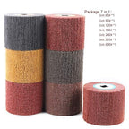 7 Pack Non Woven Wire Abrasive Drawing Polishing Burnishing Wheel Flap Brush 120mm x 100mm for Surface Treatment Stainless Steel, Aluminum, Copper, Metal, Grit: 60# 80# 120# 180# 240# 320# 600#