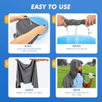 3 Pack Cooling Hoodie Towels for Neck and Face, UPF 50 Sun Protection & Instant Cooling, Ice Towels for Hot Weather, Soft Breathable Towel for Sport, Work Out, Gym, Camping & More Activities