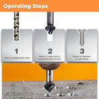 Countersink Drill Bit Set, 5 Pieces M2 High Speed Steel with 82 Degree, 3 Spiral Flutes, Tri-Flat Shank, Cutter Bit Countersink in Size 1/4" 3/8" 1/2" 5/8" 3/4" for Wood, Metal, Plastic...