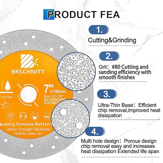 Rock Slab Grinding Disc - 7 inch Glass Cutter Disc 10pcs, Granite Cutting Disc, Diamond Grinder Wheel for Rock Slab, Stone, Tile, Marble, Granite, Glass Diamond Cutting Discs
