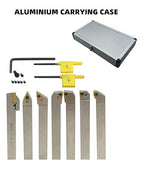 GBJ 1/2'' 12mm Shank Indexable Lathe Turning Tools kit 7Pcs Tools Holder Set with 7Pcs Inserts for Turning/Grooving/Threading Processing Steel or Stainless