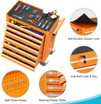 7 Drawers Rolling Tool Chest, Portable Storage Tool Box with Wheels, Tool Chest with Lock for Warehouse, Garage, Repair Shop and Tool Room