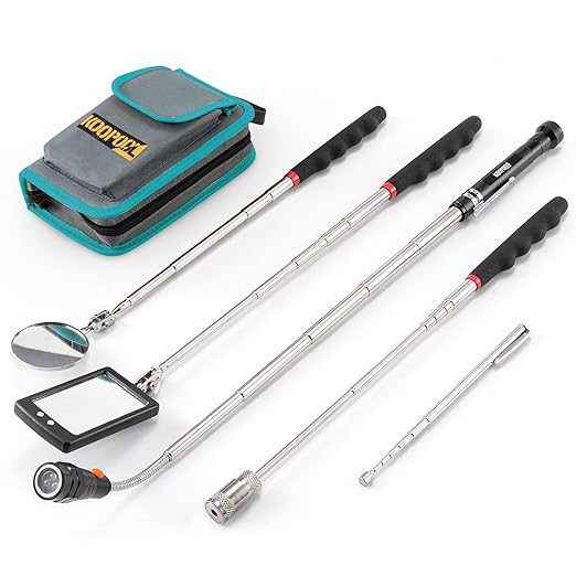 Telescoping Magnetic Pickup Tool Set, Inspection Mirror Telescoping, LED Flashlight, Cool Gadgets for Men, Gifts for Dad, Husband, Kids, Boyfriend, Magnet Stick