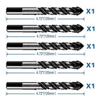 5-Piece 5/8“ Masonry Drill Bits for Tile Glass Ceramic Wall Brick Stone Soft-Metal Wood, 5/8 Inch Concrete Drill Bits Cement Drill Bit Set, 3-Flat Shank, YG8 Carbide Tungsten Steel Alloy Tip 16mm