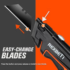 REXBETI 2-Pack Utility Knife, SK5 Heavy Duty Retractable Box Cutter for Cartons, Cardboard and Boxes, Blade Storage Design, Extra 10 Blades Included（Total 18 Blades）
