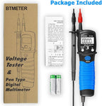 Pen Type Digital Multimeter - BTMETER BT-38C AC DC 600V High Voltage Tester, 60M Ohm Resistance Meter, with Capacitance Diode Test, Continuity Alarm, Backlit LCD Screen, Lamp Light