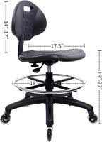 Chair Master (Medium Bench Stool, Rubber Roller Blade Stye Casters Easy to Clean! Ergonomic Polyurethane Chair with Footring. Seat Height Range 19"-27". Home Office Lab Workstation.