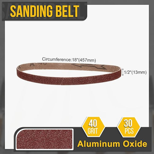 1/2 x 18 Inch Sanding Belt, 40 Pcs 40 Grit Knife Sharpener Belts Work Sharpening for Belt Sander Knife Carving Tool Metal Working