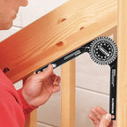 Saker Miter Saw Protractor|7-Inch Aluminum Protractor Angle Finder Featuring Precision Laser-Inside & Outside Miter Angle Finder for Carpenters, Plumbers and All Building Trades (Black)