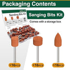 48 Pcs Aluminum Oxide Sanding & Grinding Bits, 3 Types 1/8 Shank Rotary Tool Set for Woodworking, Metal Polishing