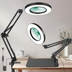 Lighted Magnifying Glass with Light and Stand, 12X Magnifier with Light Hands Free, 5 Color Modes LED Work Lighted, 2-in-1 Magnifying Lamp for Reading Craft Hobby Painting Sewing Close Work