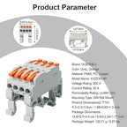5Pcs DIN Terminal Blocks, 4 Conductor Compact Wire Conductor Splicing Connectors, KV223 Lever Wire Connectors for AWG 28-12, 600V 32A