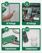 TESMEN TMM-569A Digital Multimeter, TRMS 4000 Counts Ohmmeter, Auto-Ranging Voltage Tester with NCV, Voltage & Current, Resistance, Continuity, Diode, Capacitance, Phase, Temperature, Live Wire -Green