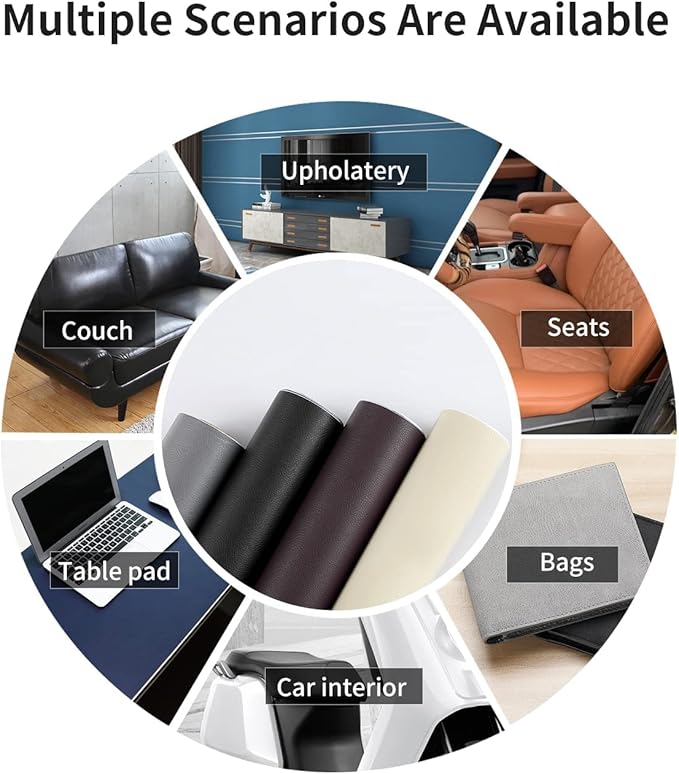 Leather Repair Patch Self-Adhesive Leather Patches for Furniture Couch Sofa Car Seats, PU Vinyl Leather Repair Tape Kit to Fix Office Chairs, Cabinets, Handbags (3.9X78.7 inch,Grey)