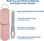 Metal Nail File with Case, 2 Pack Keychain Nail Files for Natural Nails, Fingernail Files Diamond Round Tip Stainless Steel Double Sided Fine Grit Silver Filer with Leather Sheath Travel Pink Purple