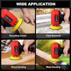 Cordless Sander, 3" Palm Sander with 2Pcs 16.8V 3.0Ah Batteries, 3500RPM Mini Polisher, 30 Accessories Sander Tool for Sanding/Polishing/Waxing/Cleaning