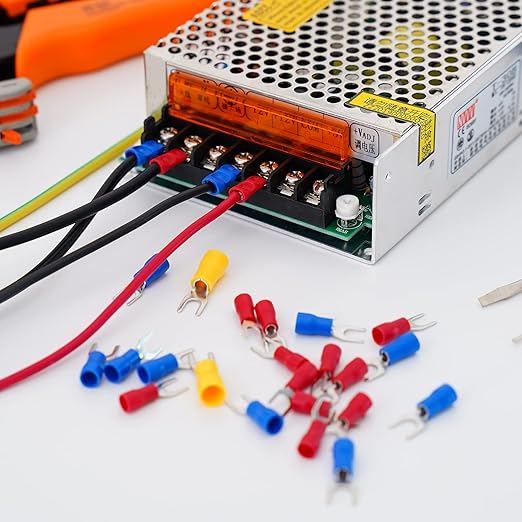Terminal Block,2 Pack 8 Circuits 20-30A 200v-450v Dual Row Screw Terminals Strip +32 PCS Heat Shrink Wire Connectors