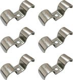 6pcs 20mm(7/9 inch) Double Line Clamp Heavy Duty 1 Hole Conduit Strap 304 Stainless Steel M-Type Pipe Strap For Wire Pipe Cord Installation