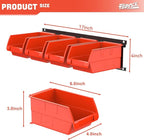 TORACK Wall-Mounted Storage Bins - 8 Plastic Bins & 2 Metal Tracks for Tools Organization in Garage, Craft Room, and Shop(Orange)