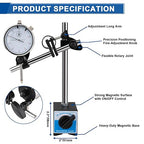 Dial Indicator with Magnetic Base, 0-1"×0.001" Precision Dial Test Indicator Set, Adjustable Long Arm Magnetic Dial Indicator Base Holder for Workshop, Lab & Mold Making