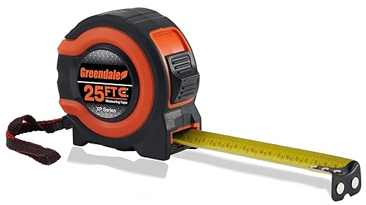 Greendale - 3 Pack - Tape Measures 25 ft - Easy to Read Fractions to 1/8th inch - Magnetic Tip - Thumb and Quick Lock - Autowind - Belt Clip - Measuring Tapes Retractable - Red/Orange