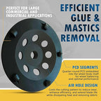 4.5" PCD Grinding Wheel for Epoxy, Glue, Mastic and Paint, 5 PCD Segments, 5/8"-11 Threaded Arbor