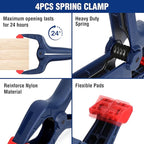 WORKPRO 10-Pack Clamps for Woodworking, 12" & 6" Bar Clamps, 2 Quick-Release Ratcheting Wood Clamps and 4 Spring Clamps, Light Duty F Clamps/Spreader 150 LBS Load Limit
