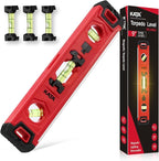 KATA Torpedo Level Magnetic with Light: 9 Inch Shockproof Small Leveler Tool with Ruler - 3 Bubbles Spirit Level with Extra 2 Line Bubble Vials - Plumbing Levelers for Hanging Pictures Home Renovation