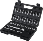 AEROFORCE 1/4 inch 37Pcs Drive Click Torque Wrench Set（4-20 Lb.ft/5.4-27.2 Nm）,Dual-Direction Reversible 1/4" Bike Torque Wrench with Extension Bar, Sockets&Universal Joint, Maintenance Kit for MTB.