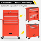 On Shine Rolling Tool Chest - 8 Drawer Large Capacity Metal Tool Box with Wheels, Locking Mechanisms; ideal for Garage, Workshop (Red)
