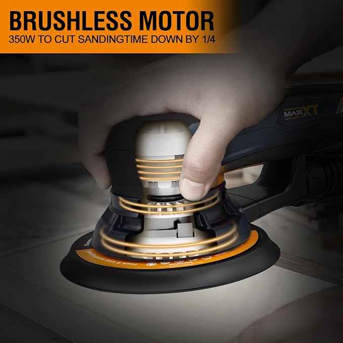 MAXXT Electric 5mm Random Orbital Sander with Tool Case, Variable Speed Palm Sander with Brushless Motor, 5&6Inch Sanding Pads, Sanders for Woodworking, Primary Wood and Panel Processing