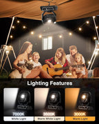 Portable Camping Fan with 20000mAh Rechargeable Battery, USB-C Battery Powered Fan for Indoor Outdoor Use, Ultra Quiet Battery Operated fan for Travel, Tent, Beach, Picnic, BBQ, Desk, Home