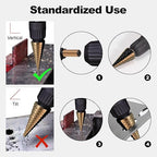 XDENDP Step Drill Bit, 5PCS Step Drill Bit for Metal, HSS Titanium High Speed Steel Step Bit, Step Bits for Metal, Total 50 Sizes with Storage Case, for DIY Lovers Drilling Metal Wood Aluminum Plastic