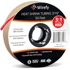 Wirefy 3/16" Heat Shrink Tubing - 3:1 Ratio - Adhesive Lined - a Resistant Heat Shrink - Red - 50 Feet Roll